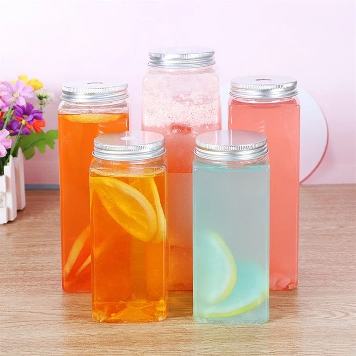 PET Beverage French Square Plastic Juice Bottle