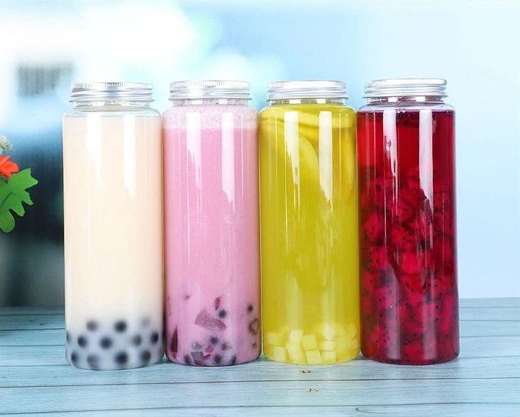 Plastic Round Pet Juice Bottle With Aluminum Lids