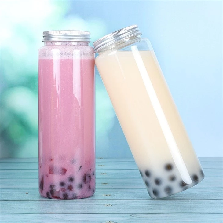 Plastic Round Pet Juice Bottle With Aluminum Lids