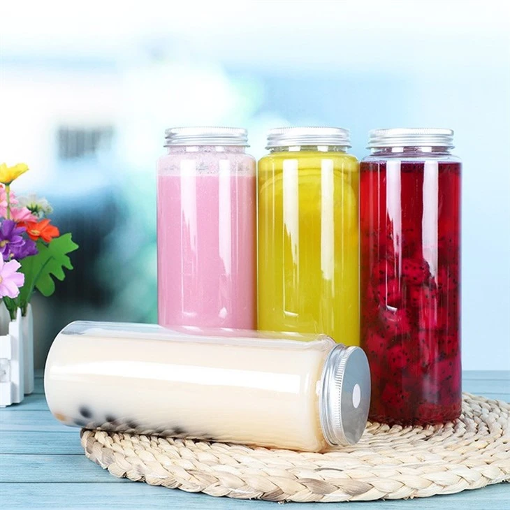 Plastic Round Pet Juice Bottle With Aluminum Lids