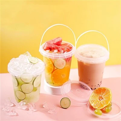 무료 샘플 PP 재료 500ml 700ml 일회용 과일 주스 마시는 컵